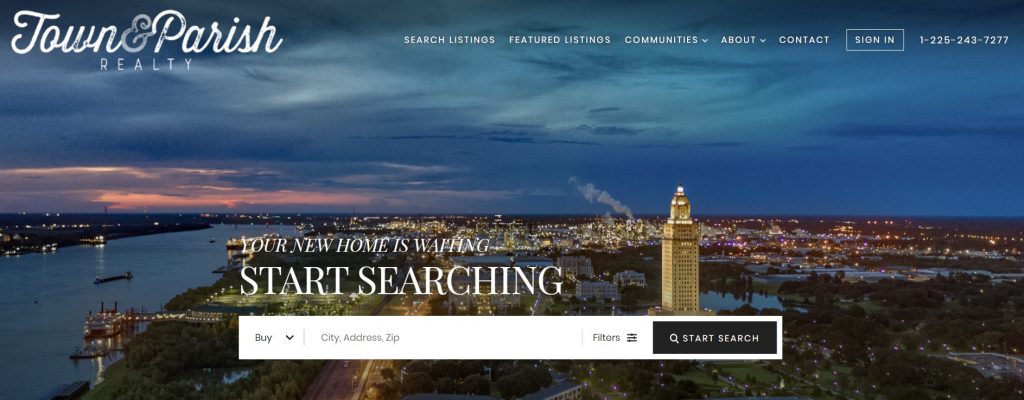 Town and Parish Realty website to view homes in Greater Baton Rouge Area